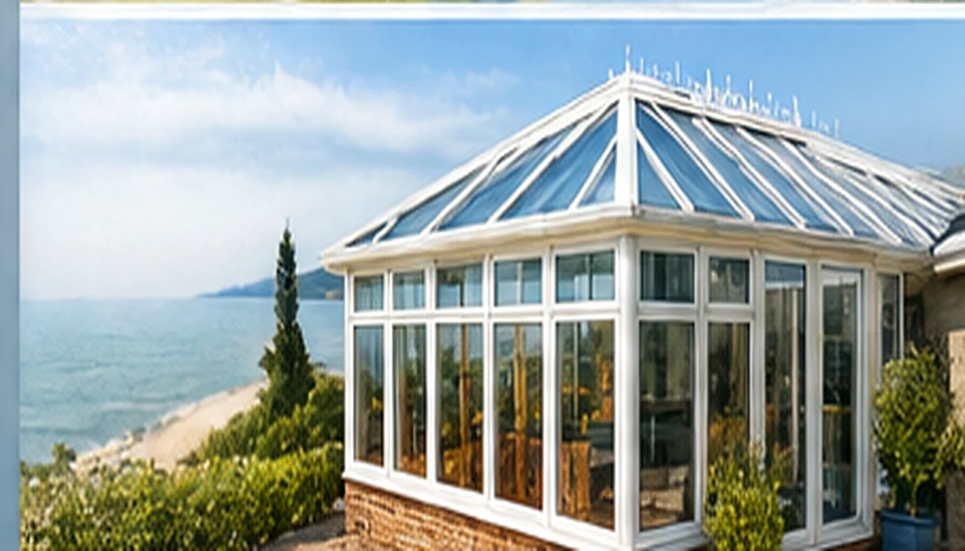 Bright conservatory with clear roof panels